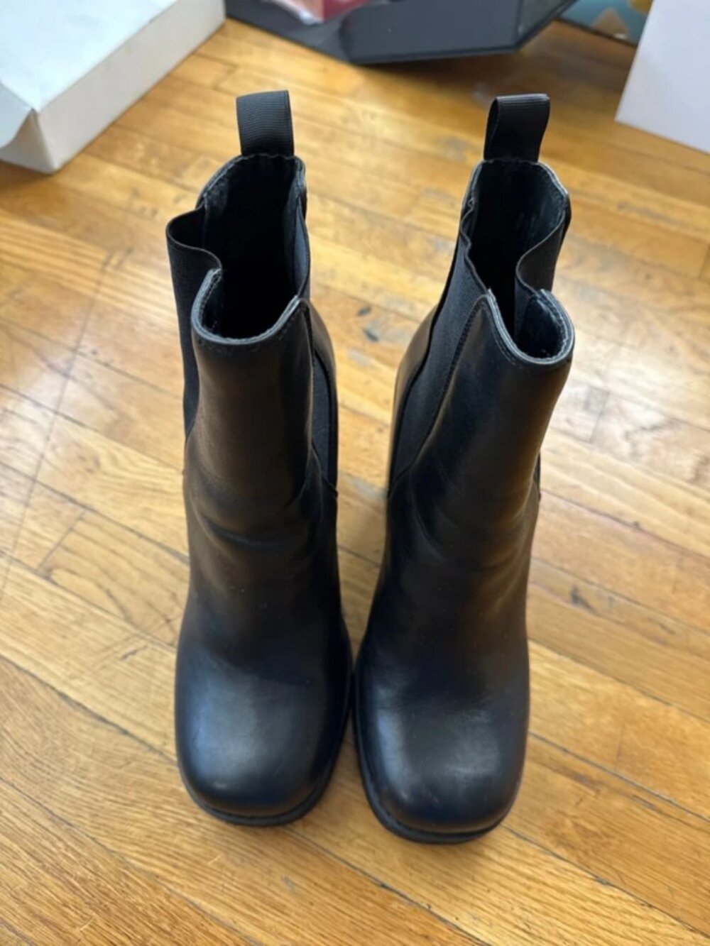 Black Leather Steve Madden platform ankle boots